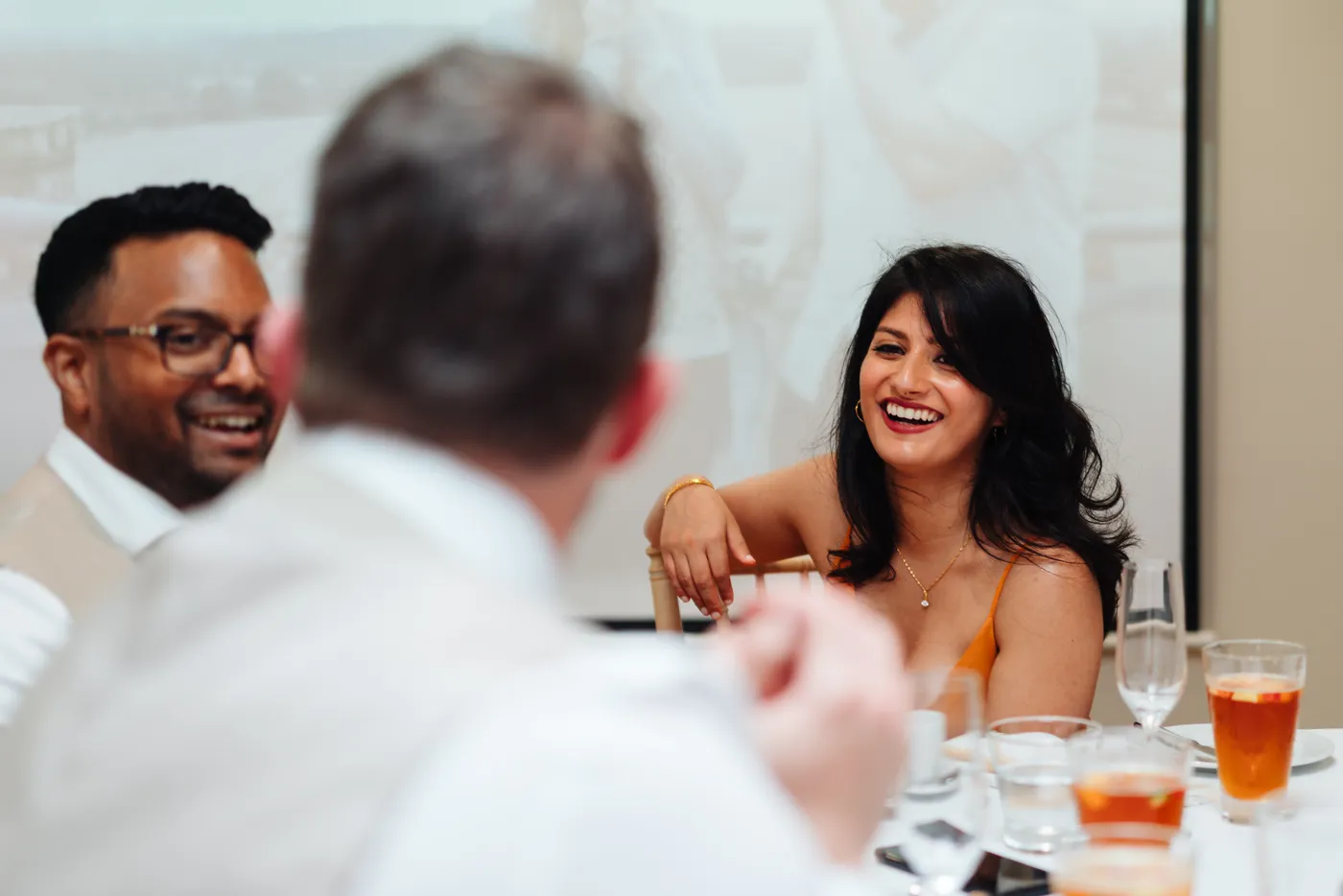 Guests applauding during wedding speeches at The Norfolk Mead Hotel Norfolk Broads