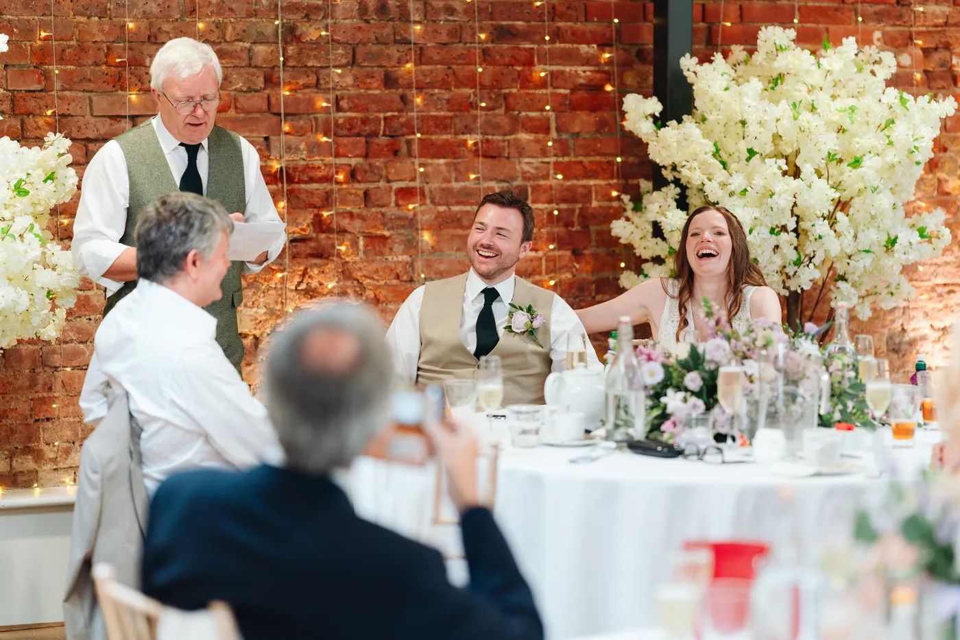 Emotional speech moment at The Norfolk Mead Hotel wedding reception Coltishall Norfolk