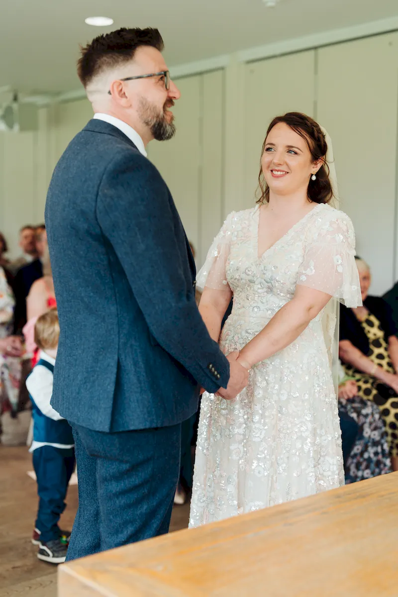 Guests lining up to throw confetti at The Norfolk Mead Hotel Coltishall Norfolk