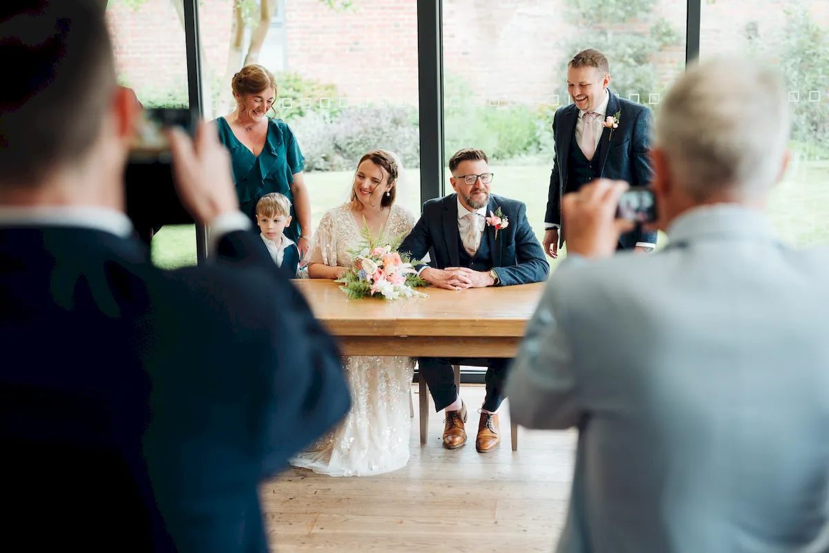Joyful confetti moment for Annalie and Matt at The Norfolk Mead Hotel Coltishall
