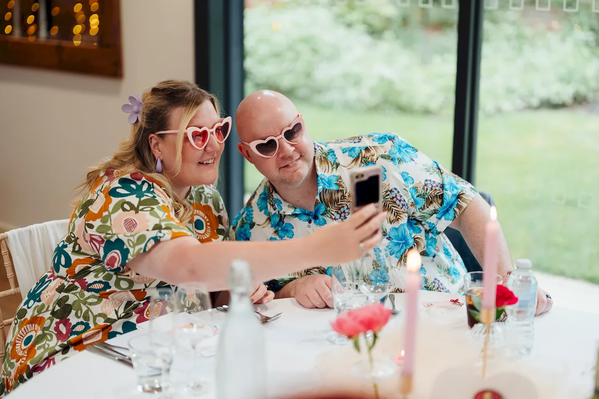 Fun candid shot of wedding guests at The Norfolk Mead Hotel Coltishall Norfolk