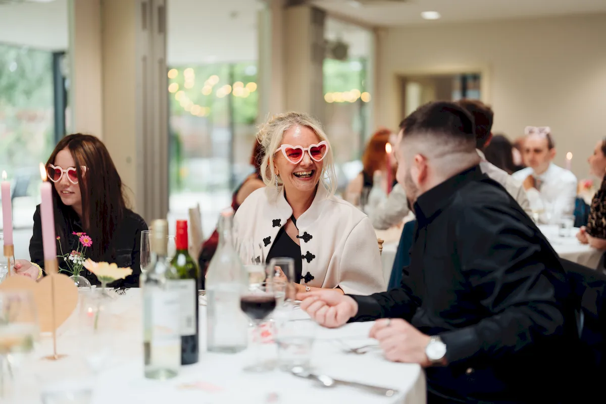 Wedding guests enjoying canapés at The Norfolk Mead Hotel Coltishall summer wedding