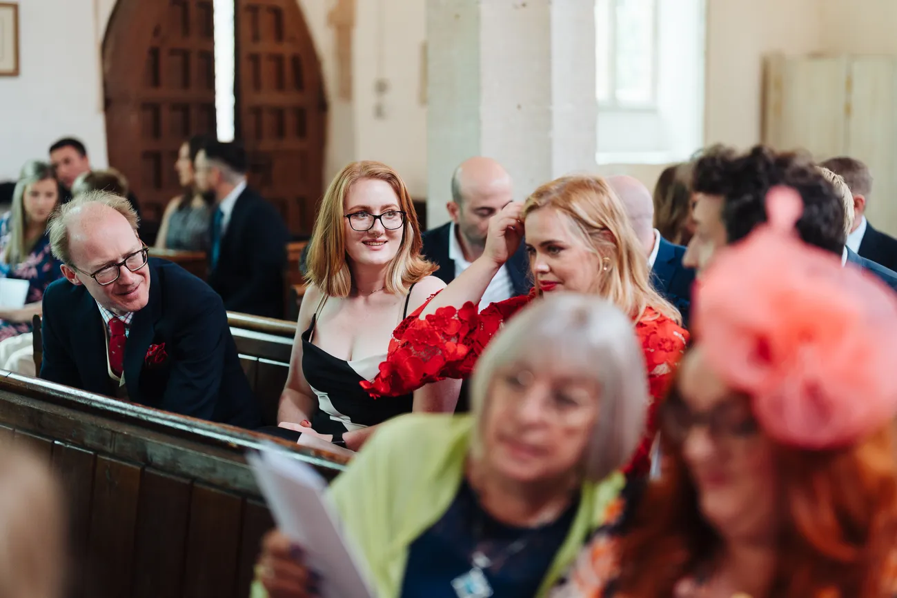 Lucy and George's first moments as a married couple outside the church at Eaton